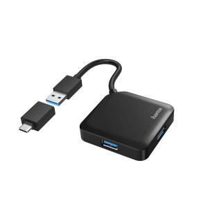 Hama HUB USB 3.0 4xUSB-A + ADAPTER USB-C CZARNY