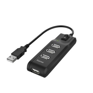 Hama HUB Z WŁĄCZNIKIEM USB 2.0 4xUSB-A CZARNY