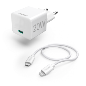 Hama ŁADOWARKA 20W SIECIOWA MINI PD/Qualcomm + Typ-C - Lightning BIAŁA