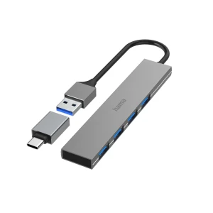 Hama HUB PREMIUM USB 3.2 + ADAPTER USB-C 4xUSB-A ULTRA SLIM 5Gbit/s
