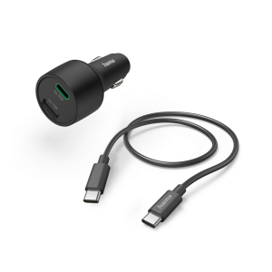 HAMA ŁADOWARKA SAMOCHODOWA 32W PD/QC 1X USB-C 1X USB-A + KABEL USB-C CZARNA