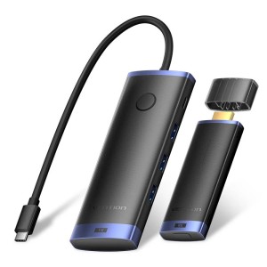 Vention HDMI ze stacją dokującą 6W1 USB-C Bezprzewodowy transmiter