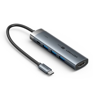 Vention USB-C 5w1 100W PD 5Gbps 4K@60Hz srebrna Stacja dokująca