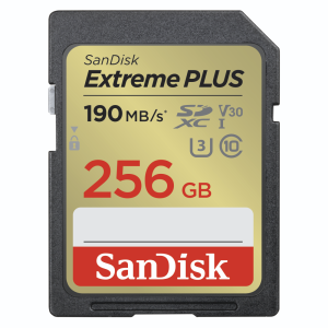 SANDISK EXTREME Plus SDXC 256 GB 190/130 MB/s 4K C10 V30 UHS-I U3